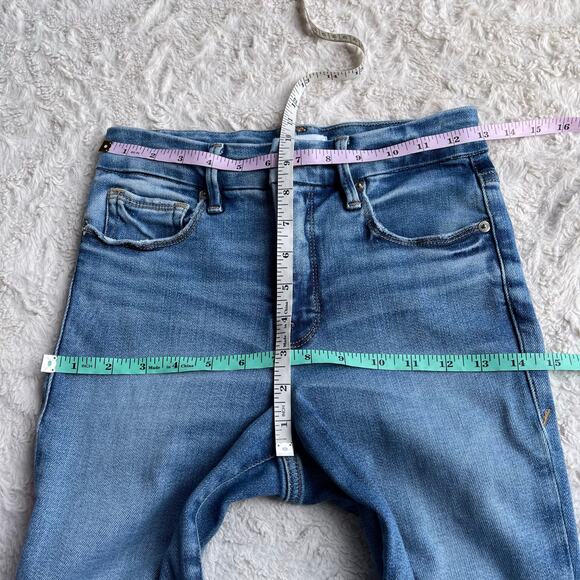 Good American good legs crop mini boot jeans kick crop flare bootcut distressed - Picture 4 of 14